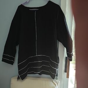 Chic Black Top with White Accents